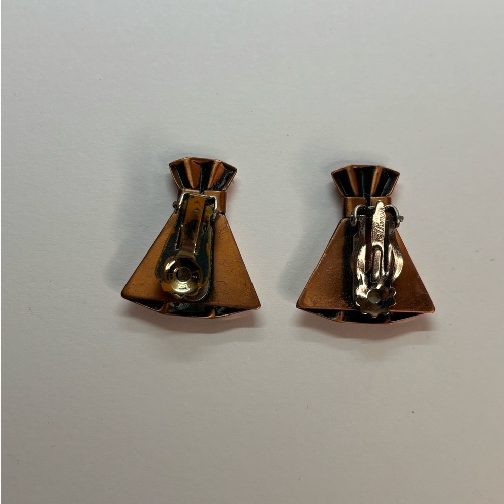 RENOIR VINTAGE COPPER EARRINGS - Picture 2 of 5